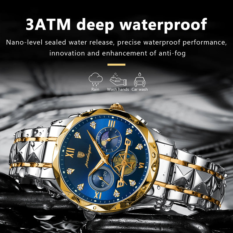 POEDAGAR Luxury Man Wristwatch Waterproof Quartz