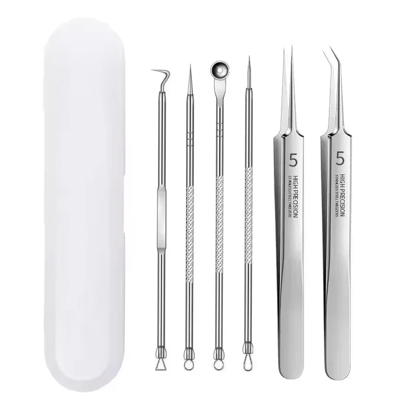 3-8Pcs Blackhead Clip Pimples Tweezer Blackhead Remover Stainless Steel Cell Clip Beauty Product Acne Needle Skin Cleanning Tool