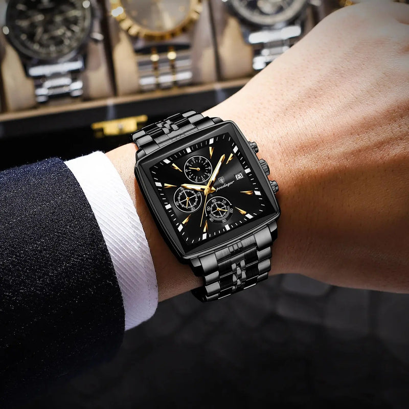 POEDAGAR Business Men Clock Waterproof Quartz