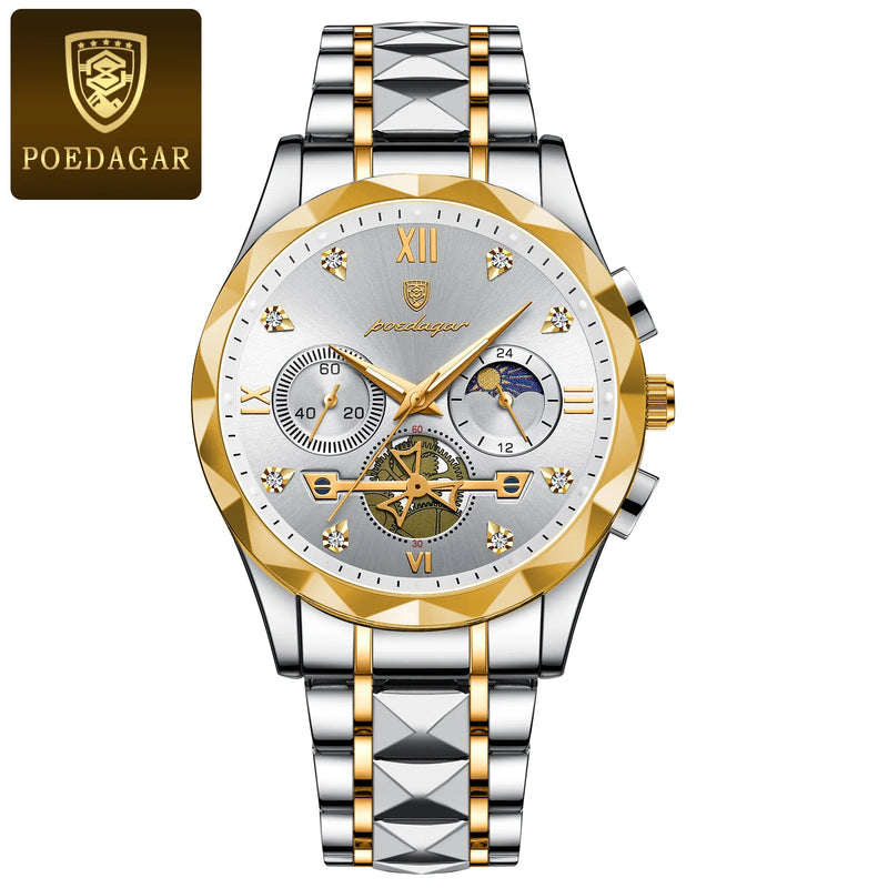 POEDAGAR Luxury Man Wristwatch Waterproof Quartz