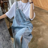 Spring Summer Denim Overall Dress Women Sleeveless Jeans Dresses Fashion