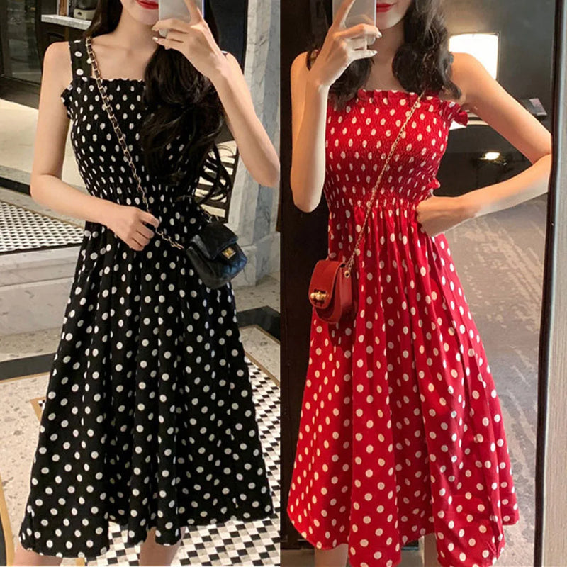 Women's Dresses Summer Fashion  Dot Shoulder Plus