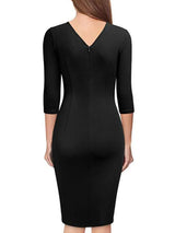 Elegant Fall Bodycon Short Dress Women Long Sleeve V Neck