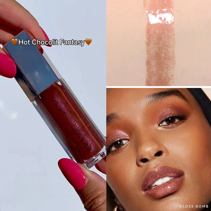 FB Gloss Bomb Cream Color Drip Lip Cream&Heat Makeup Liquid Lipstick Moisturizing Plumper Long Lasting Lipgloss