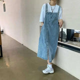 Spring Summer Denim Overall Dress Women Sleeveless Jeans Dresses Fashion