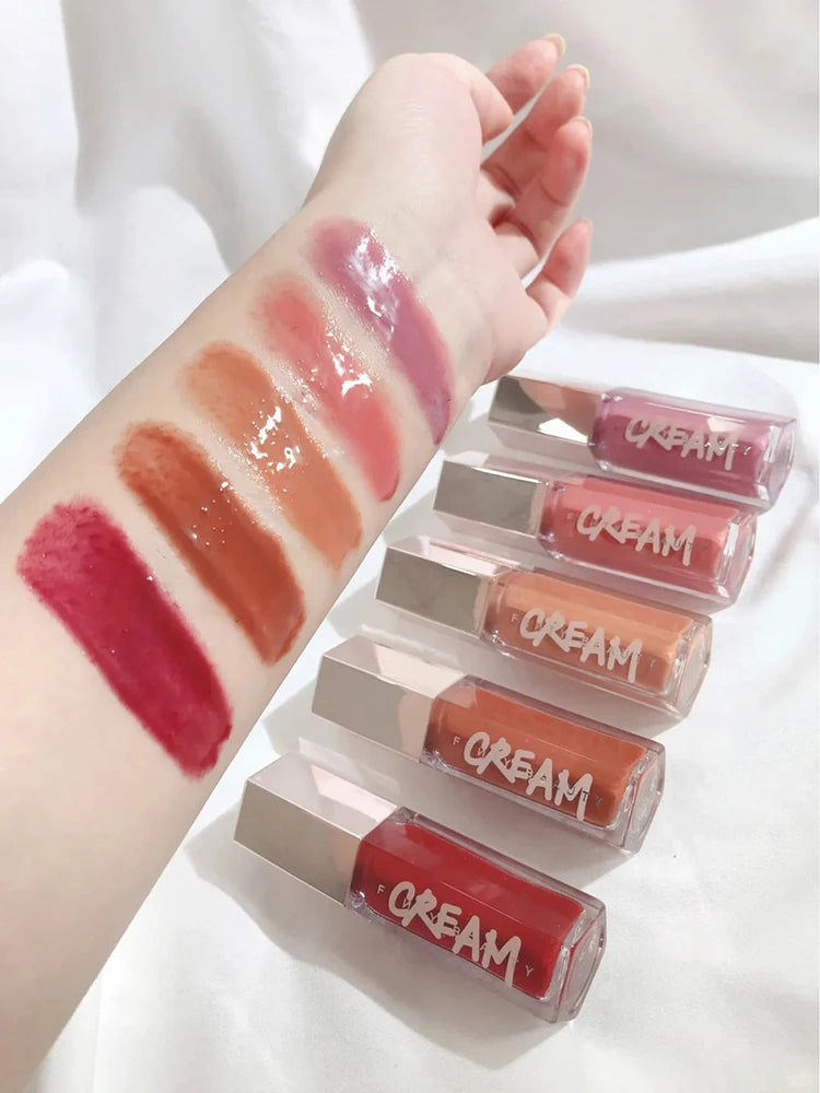 FB Gloss Bomb Cream Color Drip Lip Cream&Heat Makeup Liquid Lipstick Moisturizing Plumper Long Lasting Lipgloss