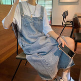 Spring Summer Denim Overall Dress Women Sleeveless Jeans Dresses Fashion