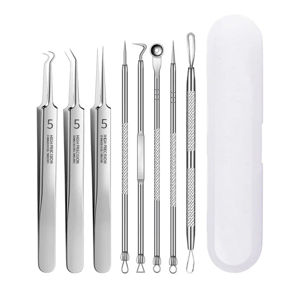 3-8Pcs Blackhead Clip Pimples Tweezer Blackhead Remover Stainless Steel Cell Clip Beauty Product Acne Needle Skin Cleanning Tool