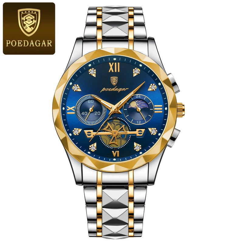 POEDAGAR Luxury Man Wristwatch Waterproof Quartz