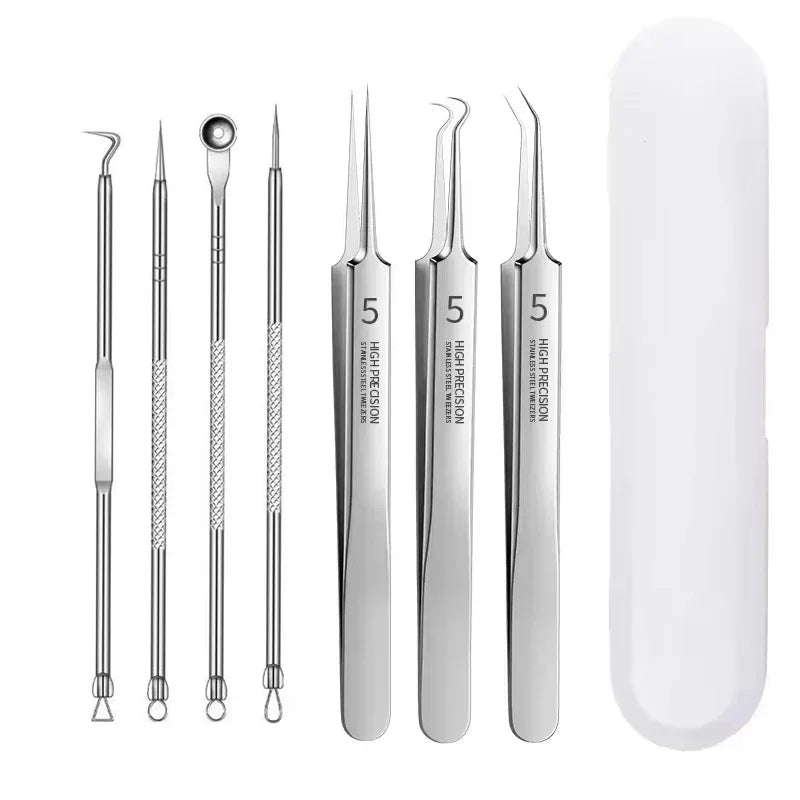 3-8Pcs Blackhead Clip Pimples Tweezer Blackhead Remover Stainless Steel Cell Clip Beauty Product Acne Needle Skin Cleanning Tool