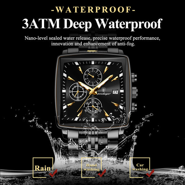 POEDAGAR Business Men Clock Waterproof Quartz